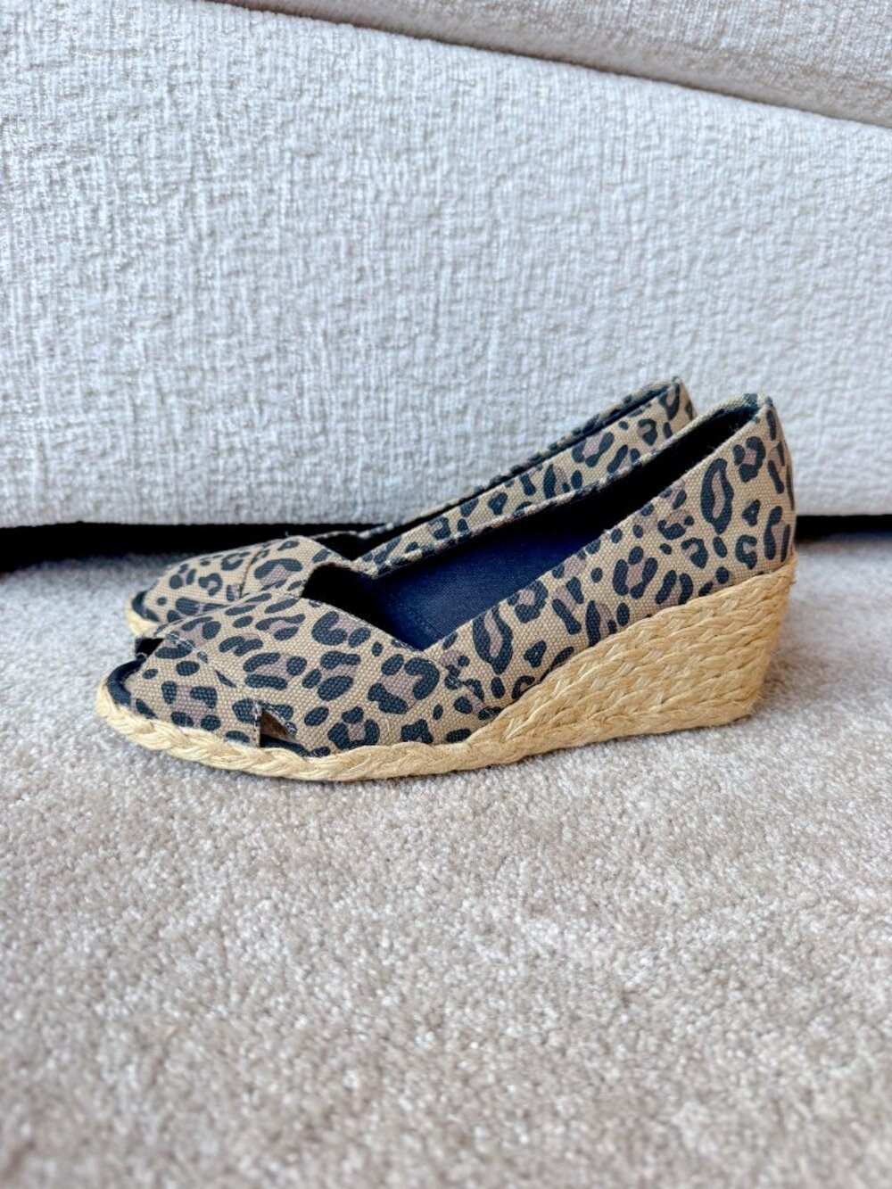 Lauren Ralph Lauren Cecilia Leopard Peeptoe Wedge Espadrille Shoes - Size 10